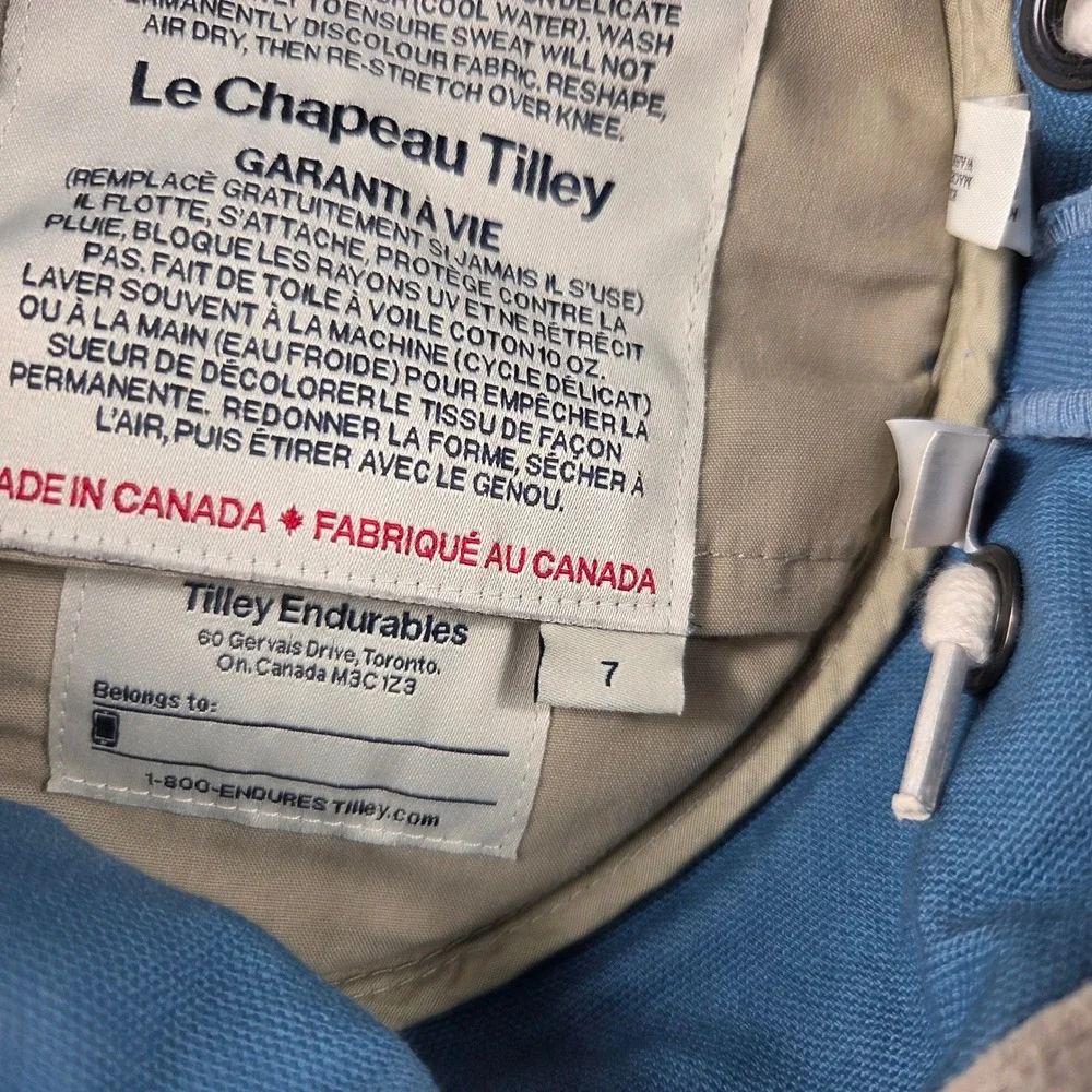 Tilley T3 Wanderer Kids Size 7 Blue Cotton Duck Sun Hat Made in Canada